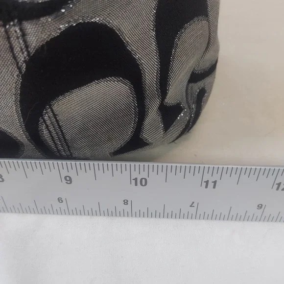 Coach Signature Taylor Tote Bag Black Silver Jacquard Leather F23940 Read! - Picture 7 of 10